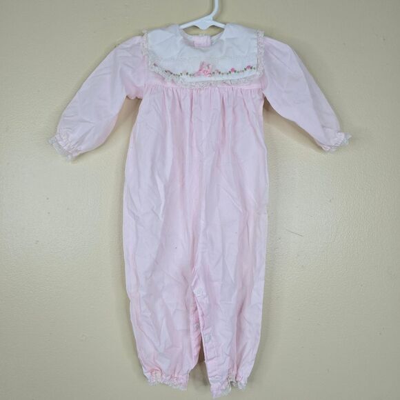 Alexis vintage pink jumper with flowers embroidered size 9m - Picture 1 of 6